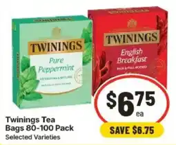 IGA Twinings Tea Bags Selected Varieties offer