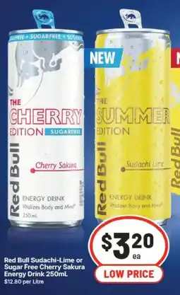 IGA Red Bull Sudachi-Lime or Sugar Free Cherry Sakura Energy Drink offer