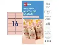 Officeworks Avery Rectangle Labels 63.5 x 24mm Peach 160 Pack offer