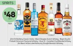 Foodland 23rd St Distillery Classic Vodka - Black Douglas Scotch Whisky - Begin Dry Gin Fireball Cinnamon Flavoured Whisky offer
