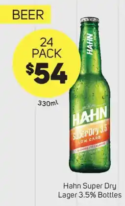 Foodland Hahn Super Dry Lager 3.5% Bottles offer