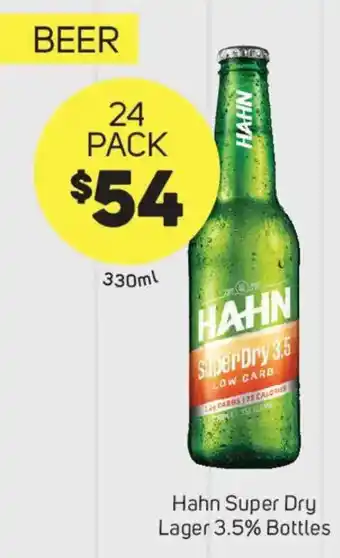 Hahn Super Dry Lager 3.5% Bottles