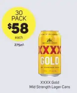 Foodland XXXX Gold Mid Strength Lager Cans offer