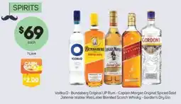 Foodland Vodka O - Bundaberg Original UP Rum - Captain Morgan Original Spiced Gold Johnnie Walker Red Label Blended Scotch Whisky offer