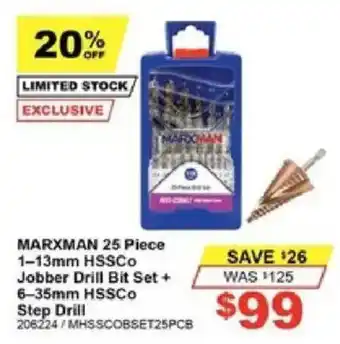 Marxman 25 Piece Jobber Drill Bit Set + Step Drill