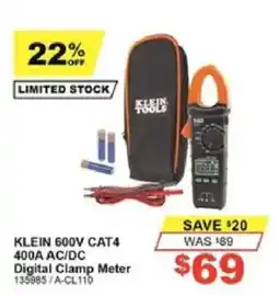 Total Tools Klein 600V CAT4 400A AC/DC Digital Clamp Meter offer