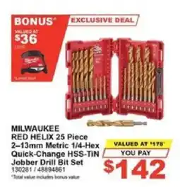 Total Tools Milwaukee Red Helix 25 Piece Jobber Drill Bit Set offer