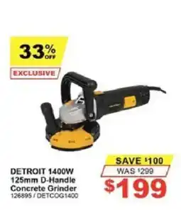 Total Tools Detroit 1400W 125mm D-Handle Concrete Grinder offer