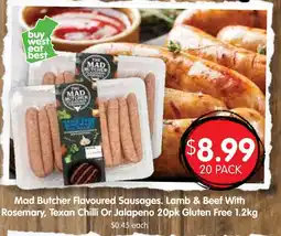 Spudshed Mad Butcher Flavoured Sausages Lamb & Beef offer
