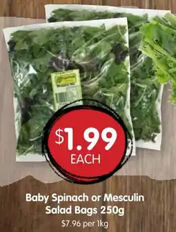 Spudshed Baby Spinach or Mesculin Salad Bags offer