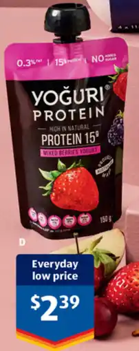 ALDI Yoguri Protein Yogurt Pouch offer