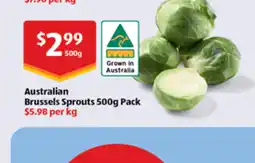 ALDI Australian Brussels Sprouts 500g Pack offer