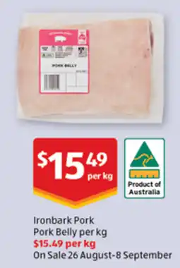 ALDI Ironbark Pork Pork Belly offer