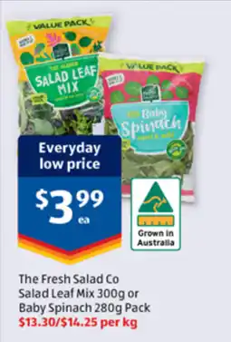 ALDI The Fresh Salad Co Salad Leaf Mix or Baby Spinach offer