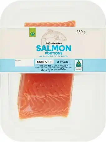 Woolworths Woolworths Salmon Portions Skin Off 280g Pk 2 offer