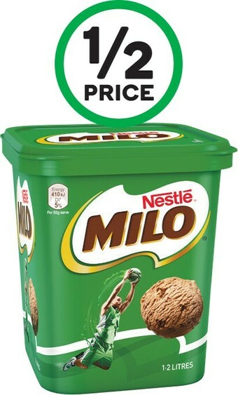 Woolworths Cadbury or Milo Family Tubs 1.2 Litre offer