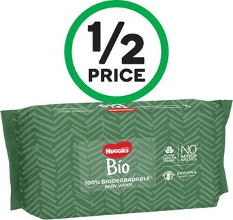 Woolworths Huggies Biodegradable Baby Wipes Pk 64 offer