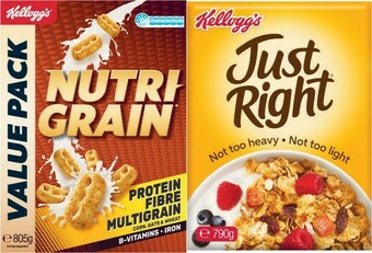 Coles Kellogg’s Nutri Grain 805g, Crunchy Nut Corn Flakes 670g or Just Right Original 790g offer