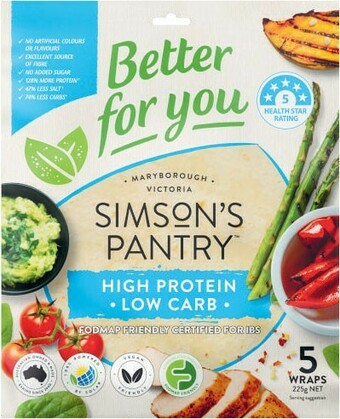 Coles Simson’s Pantry Better For You Wraps 210g-225g offer