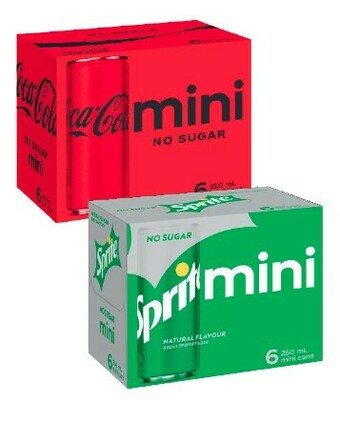 Coles Coca-Cola, Fanta or Sprite Mini Soft Drink 6x250mL offer
