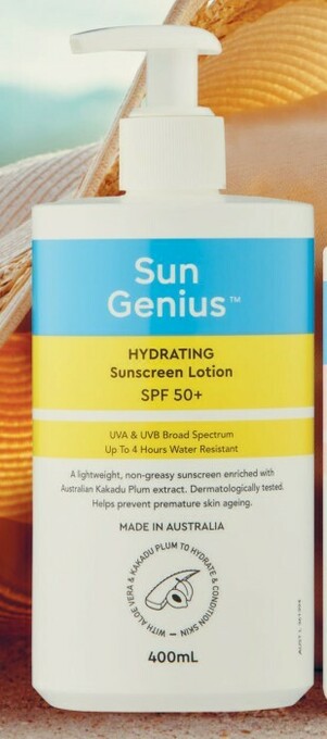 Coles Sun Genius Hydrating Sunscreen Lotion Pump SPF 50+ 400mL offer