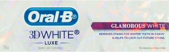 Coles Oral B 3D White Luxe Toothpaste 95g offer