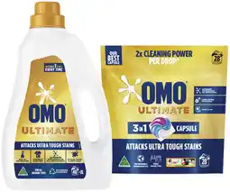 IGA OMO Ultimate Laundry Liquid 2 Litre, Powder 2kg or Capsules 28 Pack Selected Varieties offer