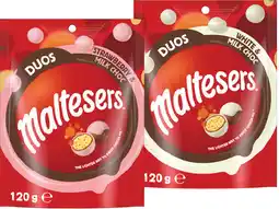IGA NEW Maltesers Duos Strawberry & Milk Choc or White & Milk Choc 120g offer
