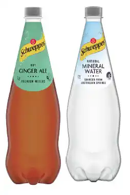 IGA Schweppes Mixers, Soft Drink or Natural Mineral Water 1.1 Litre Selected Varieties offer