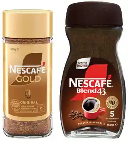 IGA Nescafé Blend 43 Instant Coffee 140‑150g or Gold 90-100g Selected Varieties offer