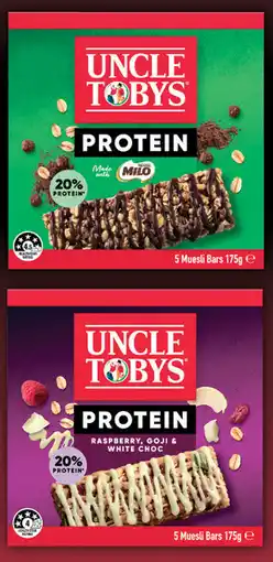 IGA Uncle Tobys Protein Bars Selected Varieties offer