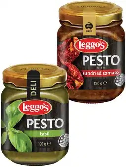 IGA Leggo’s Basil Pesto or Sundried Tomato Pesto 190g offer