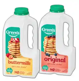 IGA Greenʼs Pancake Shake 325‑375g Selected Varieties offer