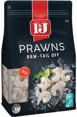 IGA I&J Raw Prawns Tail Off offer