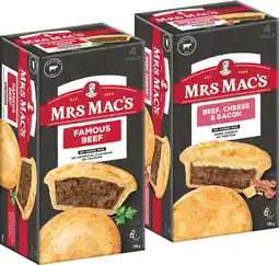 IGA Mrs Mac’s Pies or Giant Sausage Rolls 4 Pack Selected Varieties offer