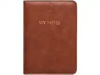 Officeworks Otto Gold Zipper Notebook Tan offer