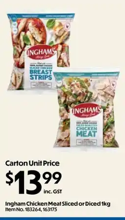 C-Store Distribution Ingham Chicken Meat Sliced or Diced offer