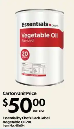 C-Store Distribution Essentials by Chefs Black Label Vegetable Oil offer