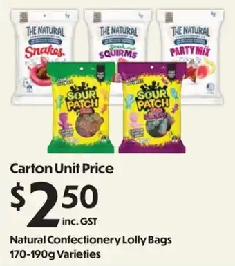 Natural Confectionery Lolly Bags