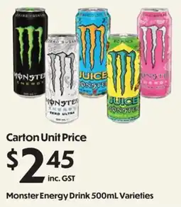 Campbells Wholesale Monster Energy Drink 500mL Varieties offer