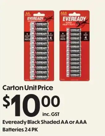Eveready Black Shaded AA or AAA Batteries
