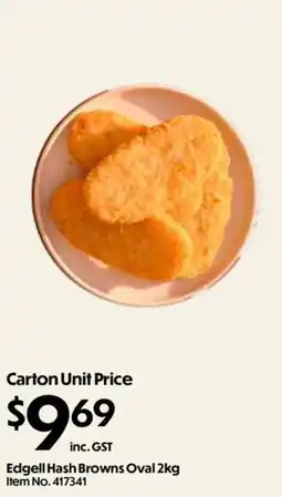 Campbells Wholesale Edgell Hash Browns Oval offer