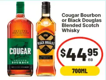 Cougar Bourbon or Black Douglas Blended Scotch Whisky