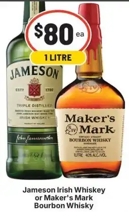 IGA Liquor Jameson Irish Whiskey or Maker's Mark Bourbon Whisky offer