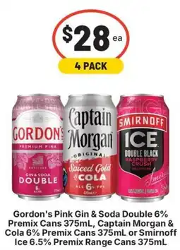 IGA Liquor Gordon's Pink Gin & Soda Double 6% Premix Cans offer