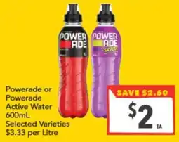 Supa Valu Powerade Active Water offer