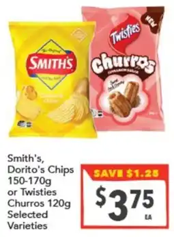 Supa Valu Smith's Dorito's Chips or Twisties Churros offer