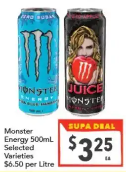 Supa Valu Monster Energy 500mL Selected Varieties offer