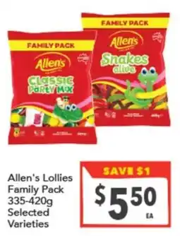 Supa Valu Allen's Lollies Family Pack Selected Varieties offer