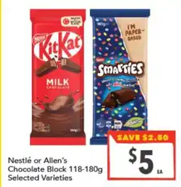 Supa Valu Nestlé or Allen's Chocolate Block offer